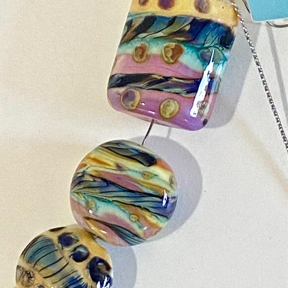 Lot of 8 Artisan Lampwork Beads Turquoise, Lavender, Ivory - Handmade in USA - Picture 7 of 7